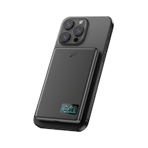 Pw595 5.000 Mah Dijital Göstergeli 20w Type-c Ve 15w Kablosuz Şarj Pd Hızlı Şarj Magsafe Powerbank - Siyah