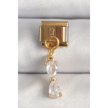316l Çelik Gold Renk Sallantı Zirkon Taşlı Kurdele Model Nomination Charm Belirtilmemiş Belirtilmemiş