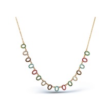Kuyumcudukkani Multicolour Oval Parçalı Kolye-37116-r-m Rose Gold