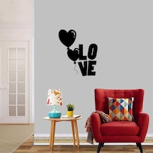 Kalpli Balonlarla Love Yazısı Silüeti Dekoratif Duvar Sticker, Çıkartma, Etiket-0 Renkli