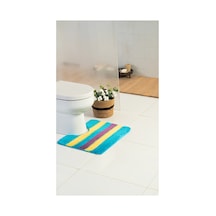 Buççin Online Mağaza Akrilik Linear Multi 60x50 Cm U Yaka Yıkanabilir , Makine Dokuması Banyo Paspası Akrilik Kalın Çok Renkli