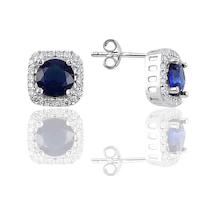 Gümüş Rodyumlu Safir Taşlı Pırlanta Montürlü Küpe N11.47497 Gümüş Rodyumlu Safir Taşlı Pırlanta Montürlü Küpe N11.47497