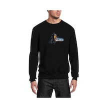 Skyrim 2 Baskılı Siyah Erkek Örme Sweatshirt