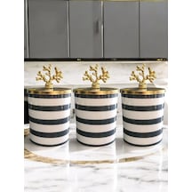 Baharatlık - 3'lü Metal Kapaklı Gri Klasik Zebra Gold