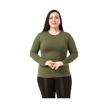 Disentis Büyük Beden Bisiklet Yaka Uzun Kollu Viskon Haki Body Haki