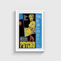 Psycho 1960 Film Posteri Tablo Çerçeveli Poster Duvar Dekorasyonu Beyaz Çerçeveli Tablo Beyaz Çerçeveli Tablo Dn11d329beyaz