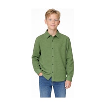 Ahengim Erkek Çocuk Modern Kesim Beyaz Polyester Basic Gömlek Ak8789 Yeşil
