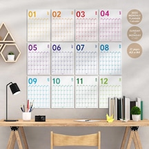 2027 Aylık Planlayıcı Duvar Takvimi, 33x48 Cm & A4 Poster Takvim, Organizer Takvim, Gökkuşağı Renkle