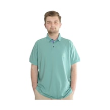 Mode Xl Battal Beden Erkek Tshirt Polo Yaka Nakışlı Klasik Pike 20553 Çağla Yeşili Yeşil