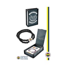 Fenerbahçe Lisanslı Fb Logo Çiftli Mat Onix Doğaltaş Bileklik Hediyelik Ahşap Kutulu