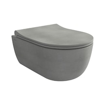 V-tondo Rimless Gizli Taharet Girişli Kısa Asma Klozet Mat Beton 1417-069-0128 Kapaksız Gri