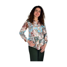 Kadın Saten Baskıkılı Desen Uzun Kol Gömlek Bgl-st04214 Yeşil