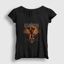 Presmono Kadın Crete Led Zeppelin T-shirt Siyah