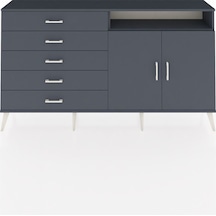 Arges Konsol 2 Raflı 5 Çekmeceli 2 Kapaklı 176x30x99 Antrasit-antrasit Antrasıt/antrasıt - Antrasıt