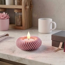 Modern Tasarım Led Tealight Yuvarlak Pembe Mumluk Dekoratif Masa Üstü Aksesuarı Pembe