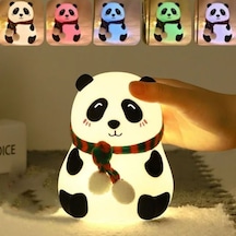 5 Farklı Renk Modlu Panda Figürlü Pofuduk Led Gece Lambası-yumuşak Dokulu Çocuk Odası Ve Dekoratif Şarjlı Ortam Işığı