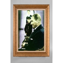 Altın Varaklı Çerçeveli Paspartulu Atatürk Tablo S537