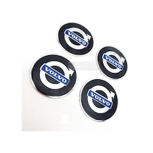 Jant Göbeği Arma Volvo 60Mm Alüminyum 4Lü Set Mavi Siyah