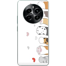 Realme 12 4g Uyumlu Kedi Harekatı Patileri Baskılı Silikon Kılıf Renkli