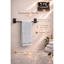 Banyo Premium Siyah 304 Paslanmaz Uzun Havluluk, Havlu Askısı Güçlü Yapışkan 5 Yıl  4 Renk