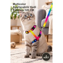 5 Adet Multicolor Ayarlanabilir Kedi Tasması 120 Cm Diğer