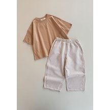 Cigit Oversize T-shirt Takım 2-10 Yaş Camel