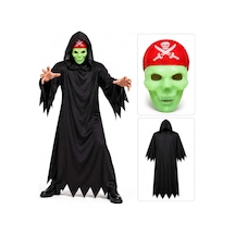 Magicool Fosforlu Kafatası Maskeli Siyah Hayalet Kostümü 140 Cm