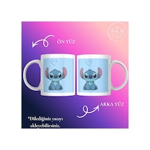 Kişiye Özel Kupa Bardak Stitch Animasyon Temalı Yeni Tasarım Beyaz