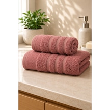 Ayla 2'li Havlu Seti 70x140 Banyo Havlusu + 50x90 Baş Havlusu, Yumuşak Dokulu, Yüksek Su Emici Kiremit