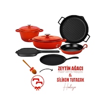 Lava Döküm 6x Trendy Serisi 9 Parça Tencere & Tava Seti Kırmızı