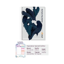 Yapraklar Spiralli Günlük Planlama Defteri - 100 Sayfa - 17x24 Planlayıcı Defter Beyaz - Bej