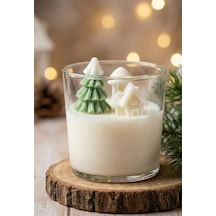 1 Adet Çam Ağacı Ve Ev Şekilli Bardak Soya Mum Yeşil