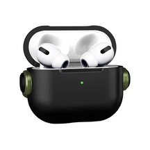 Airpods 4 Uyumlu Djpods Sert Malzemeli Dayanıklı Koruyucu Kilitli Kapak Askı Aparatlı Kılıf Siyah - Yeşil