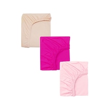 3 Adet 40 X 80 + 10 Cm Anne Yanı Lastikli Penye Kumaş Bebek Çarşafı-fuşya Pembe