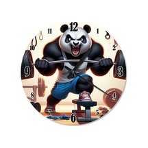 Halter Kaldıran Kızgın Panda Analog Duvar Saati Çok Renkli