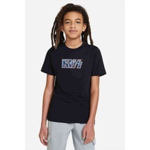 The Rock Logo 3 Baskılı Unisex Çocuk Siyah T-Shirt