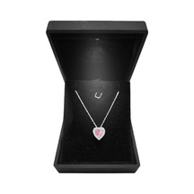 Söğütlü Silver Işıklı Kutuda Gümüş Rodyumlu Pırlanta Modeli Pembe Zirkon Taşlı Kalp Kolye
