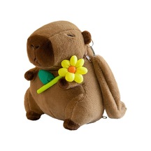 Myinkai Sevimli Kapibara Peluş Sırt Çantası Komik Karikatür Açık Kahverengi