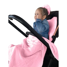 Joyous Mom Kids 4 Katlı Müslin Pike Bebek Çocuk Uyku Seti Pamuk Puset Örtü Pembe