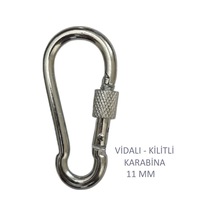 Galvanizli Vidalı Kilitli Karabina, 11 Mm, Askı, Çengel, Kanca, Anahtarlık