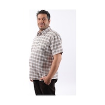 Tousus Kısa Kol Ekose Pamuklu Erkek Gömlek Kk-8063-tss Bej