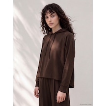 Lcw Petite Kahverengi Bağcıklı Soft Touch Kadın Hoodie
