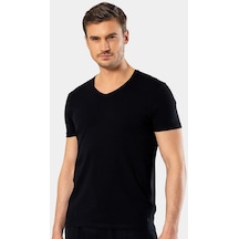 Cacharel Erkek V Yaka Likralı T-shirt 1332/siyah 001