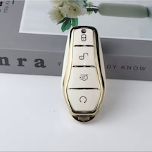 Byd Atto 3 Ev Beyaz-gold Anahtar Kılıfı