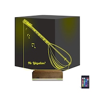 Luvivia Saz Müzik Nota Kişiye Özel 3d Lamba - Masa Gece Lambası Şeffaf