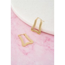 By Zeyna Aksesuar Kadın Vip Seri 316 L Paslanmaz Çelik Küpe-4205 Altın