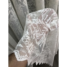 Tül Perde Zigzag Desen Kdk Örme Kumaş 1. Kalite Krem