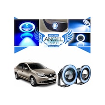 Dacia Logan Uyumlu, Universal Mercekli Led Angel Sis Farı, 76mm Buz Mavi Renk
