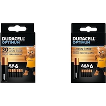 Optimum Aa Alkalin Kalem Piller, 1,5 V Lr6/mn1500, 6 Lı Paket + Optimum Aaa Alkalin İnce Kalem Piller, 1,5 V Lr03/mn2400, 6 Lı Paket