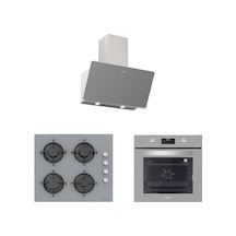 Silverline BO6502S02 - CS5349S01- 3457 Soho 60 Gri Cam Ankastre Set